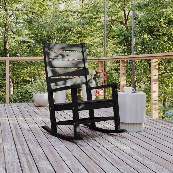 Flash Furniture Black All-Weather Classic Outdoor Rocking Chair LE-HMP-2002-110-BK-GG - main